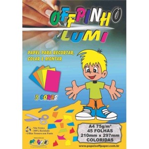 BLOCO CRIATIVO LUMI A4 75G 45 FOLHAS / 5CORES OFFIPINHO  